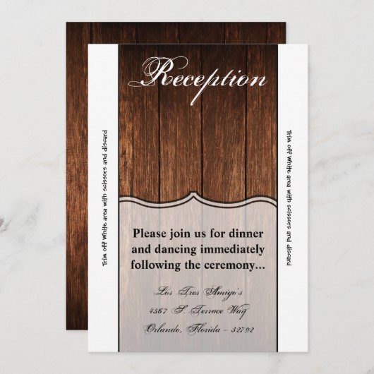 3.12x18 Empfang Card Stall Holz Land Rustikal Einladung (Vorne/Hinten)