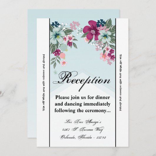 3.12x18 Empfang Card Tropische Blume auf Blue Ombr Einladung (Vorne/Hinten)