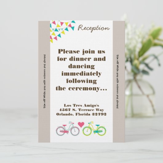 3.12x18 Empfang Card Verliebte Fahrrad Fahrrad Einladung (Stehend Vorderseite)