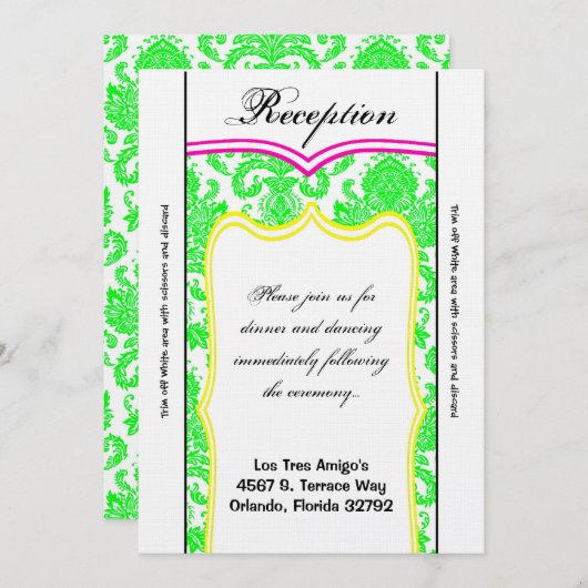 3.12x18 Empfang-Karte Neongrüner rosa orangefarben Einladung (Vorne/Hinten)