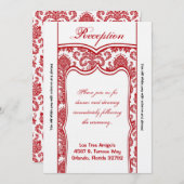 3.12x18 Empfang-Karte Roter weißer Damast Einladung (Vorne/Hinten)