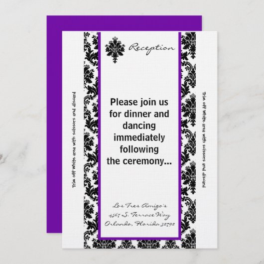 3.12x18 Empfang-Karte schwarze violette Maske Einladung (Vorne/Hinten)