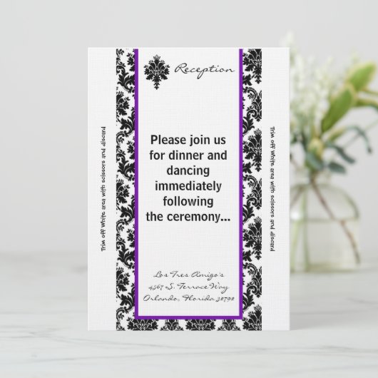 3.12x18 Empfang-Karte schwarze violette Maske Einladung (Stehend Vorderseite)
