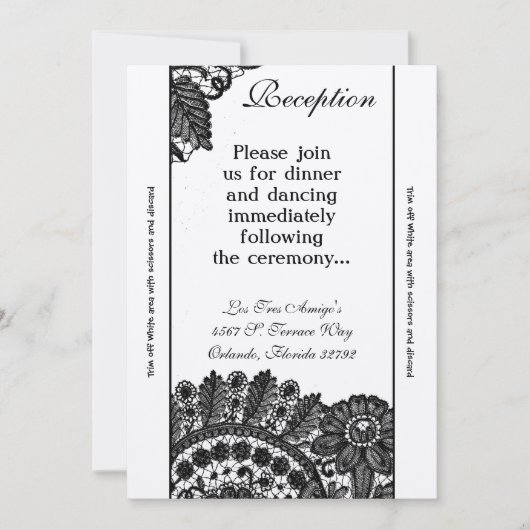 3.12x18 Empfang-Karte Vintage, schwarze Spitzen Einladung (Vorderseite)