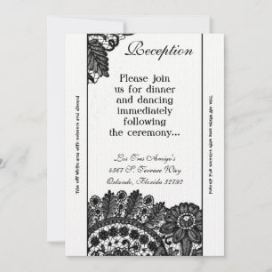 3.12x18 Empfang-Karte Vintage, schwarze Spitzen Einladung