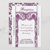 3.12x18 Empfang Kartenklemme Lila Damask Einladung (Vorne/Hinten)