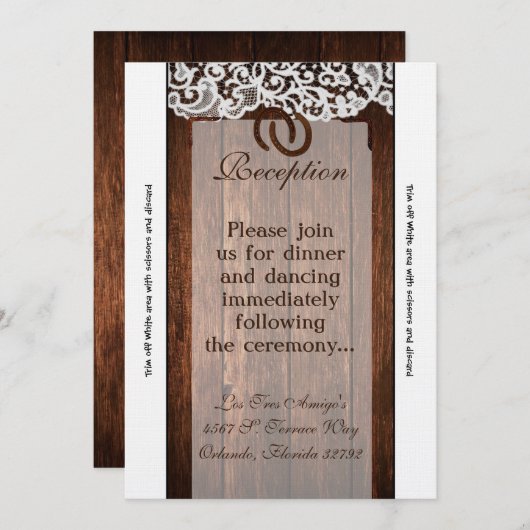 3.12x18 Empfang-Kartenpferde auf der Holzlatte Einladung (Vorne/Hinten)