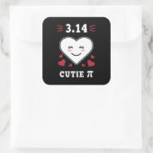 3.14 Herzliche Süsse Pi Funny Math Joke Quadratischer Aufkleber (Tasche)