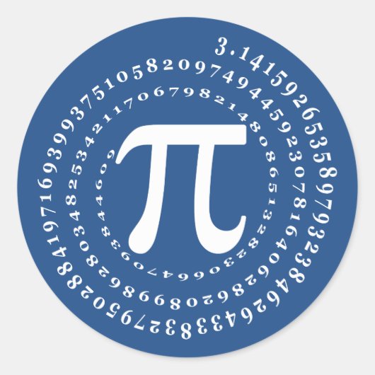 3.14 Nummer Spiral Blue Pi Day Runder Aufkleber (Vorderseite)