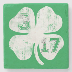 3/17 Kleeblatt St. Patricks Tages Steinuntersetzer
