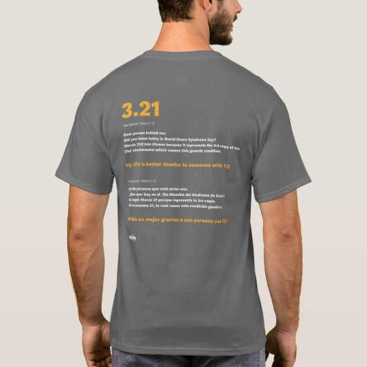 3.21 Down Syndrom Awareness Unisex T - Shirt (Rückseite)