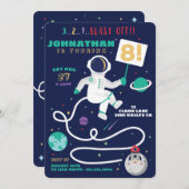 3 2 1 Blast Off Birthday Astronaut Space Theme Einladung (Vorne/Hinten)