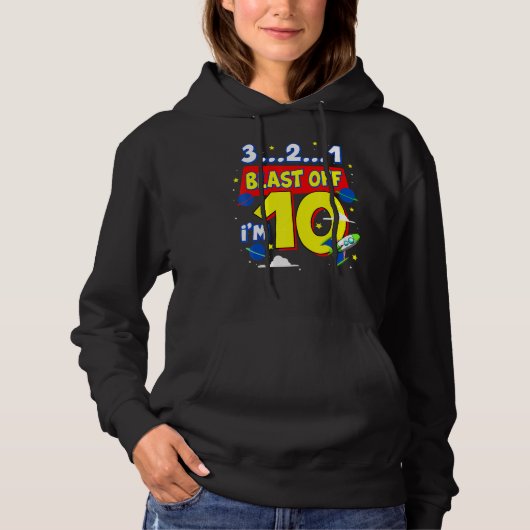 3 2 1 Blast Off Birthday Party Supplies 10 Jahre a Hoodie (Vorderseite)