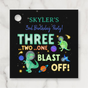 3 2 1 Blast Off Dinosaur Raum 3. Geburtstag Geschenkanhänger