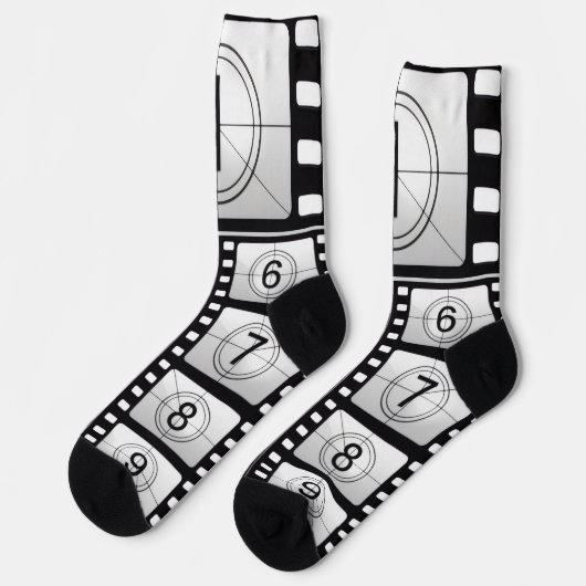 3...2..1..."Movie Countdown" Graue Crew Socken (Linkes Detail)