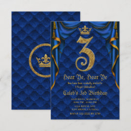 3. 3. Geburtstagsparty Royal Blue Gold Crown Einladung