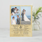 3/4 Foto Vertical Old Paper Wedding Ankündigung (Stehend Vorderseite)