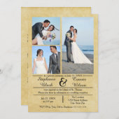 3/4 Foto Vertical Old Paper Wedding Ankündigung (Vorne/Hinten)
