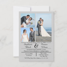 3/4 Foto Vertikal Grau- 3x5 Hochzeitsankündigung Einladung
