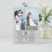 3/4 Foto Vertikal Grau- 3x5 Hochzeitsankündigung Einladung (Stehend Vorderseite)