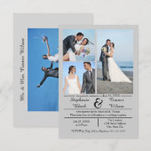 3/4 Foto Vertikal Grau- 3x5 Hochzeitsankündigung Einladung (Vorne/Hinten)