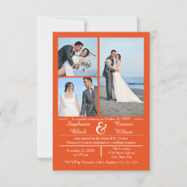 3/4 Foto vertikale Orange-3x5Wedding Ankündigung