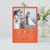 3/4 Foto vertikale Orange-3x5Wedding Ankündigung (Stehend Vorderseite)