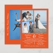 3/4 Foto vertikale Orange-3x5Wedding Ankündigung (Vorne/Hinten)