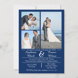 3/4 Fotos Vertical Blue - Hochzeitsankündigung Einladung