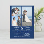 3/4 Fotos Vertical Blue - Hochzeitsankündigung Einladung (Stehend Vorderseite)