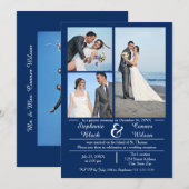 3/4 Fotos Vertical Blue - Hochzeitsankündigung Einladung (Vorne/Hinten)