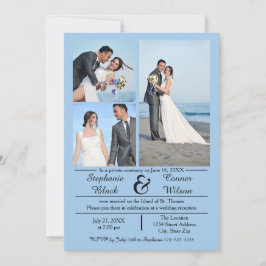 3/4 Fotos Vertical Blue - Hochzeitsankündigung Einladung