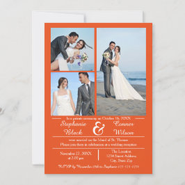 3/4 Fotos Vertikal Orange - Hochzeitsankündigung Einladung