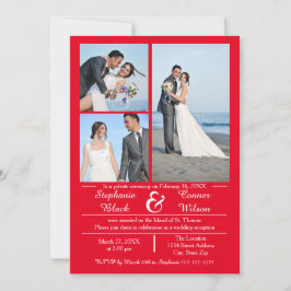 3/4 Fotos Vertikales Rot - Hochzeitsankündigung Einladung