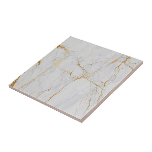 3. 4 Gold Veined White Imitats Marble 4.5" & 6" Fliese (Seite)