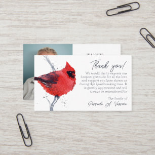 3,54x2,165 Kardinal-Trauer-Dankeschön-Fotokarte Visitenkarte