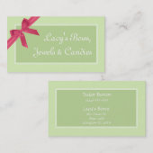 3.5"x2.0" Visitenkarte Grün & rosa Bow (Vorne/Hinten)