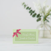 3.5"x2.0" Visitenkarte Grün & rosa Bow (Stehend Vorderseite)