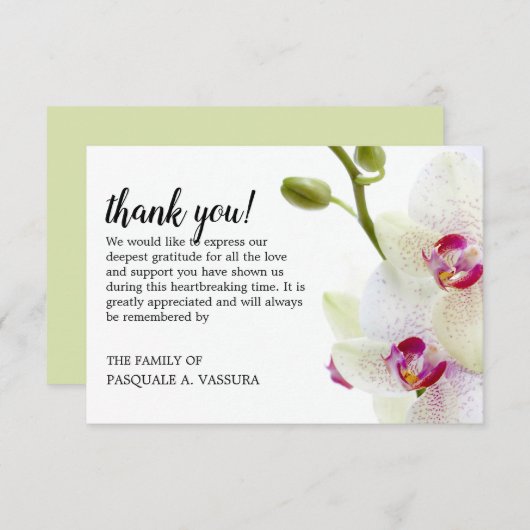 3.5"x5" Beerdigung der Orchideen-Blume Dankeskarte (Vorne/Hinten)