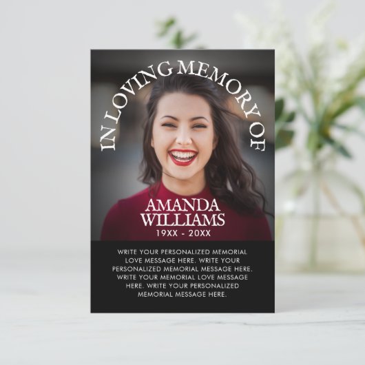 3.5 "x5" Beileid Beerdigung Gedächtnis Danke Foto Einladung (Stehend Vorderseite)