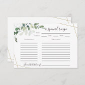 3.5"x5" Eukalyptus-Brautparty Rezept-Karte Begleitkarte (Vorne/Hinten)