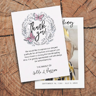 3.5 "x5" Schmetterlingsflora Beerdigung Dankeschön Dankeskarte