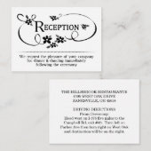 3,5 x 2,5 Empfang-Karten Schwarz/Weiß-Blütenblätte Begleitkarte (Vorne/Hinten)