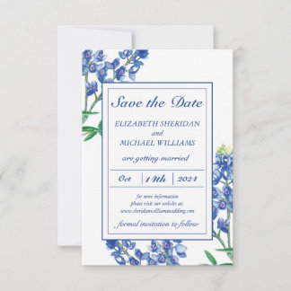 3,5" x 5" Bluebonnet Save the Date-Karte Date