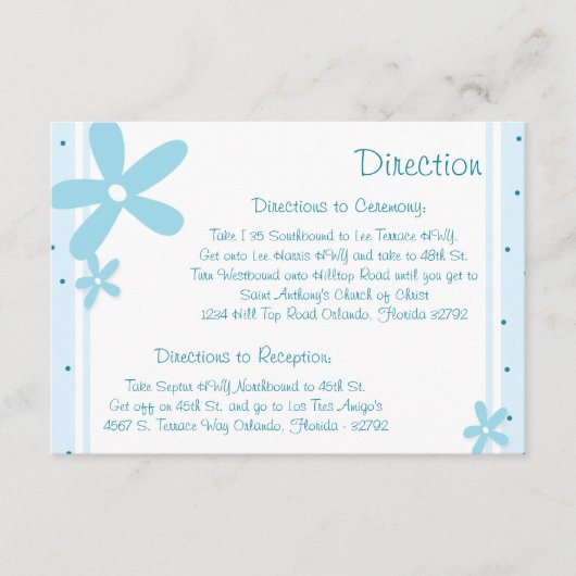 3.5 x 5 Direction Card Blue Daisis Begleitkarte (Vorderseite)