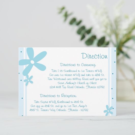 3.5 x 5 Direction Card Blue Daisis Begleitkarte (Stehend Vorderseite)