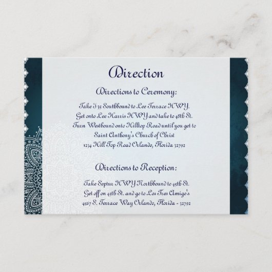 3.5 x 5 Direction Card Deep marokkanisches Blau Begleitkarte (Vorderseite)