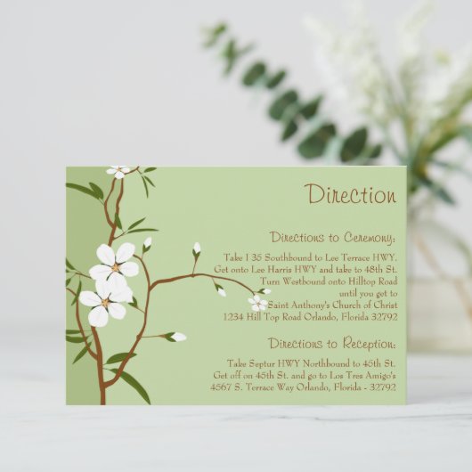 3.5 x 5 Direction Card Dogwood-Blume Begleitkarte (Stehend Vorderseite)