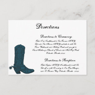 3.5 x 5 Direction Card Western Blue Cowboy Boots Begleitkarte