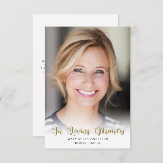 3,5 x 5 Einfache Beerdigung von Fotos Dankeskarte (Vorne/Hinten)